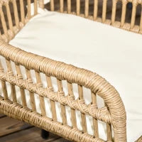 Set da Giardino 7 Pezzi in Rattan PE con Tavolo da Pranzo 153x89x74 cm e 6 Sedie 52x62x78 cm con Cuscini