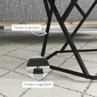 Tavolino da Salotto Moderno con Piano Effetto Marmo e Struttura in MDF e Acciaio, 81x70x51.2 cm, Nero