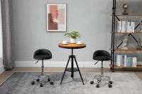 Set 2 Sgabelli Girevoli con Ruote, Altezza Regolabile e Rivestimento Similpelle PU, 38x38x57-72cm