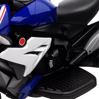 Moto Elettrica per Bambini 3-5 Anni Max. 25kg con Luci, Musica, Batteria 6V e Velocità 3km/h, 86x42x52 cm Blu