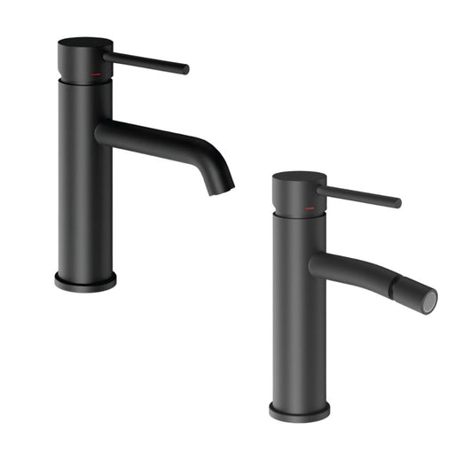 Miscelatori bagno lavabo e bidet serie jazz con leva in metallo e piletta facile installazione *** finitura- nero opa...