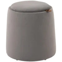 Pouf Contenitore in Velluto 2 in 1 Convertibile in Tavolino da Caffè, Ø44x47.5cm, Grigio