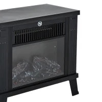 Camino Elettrico da Terra Moderno Potenza 600W/1200W con Effetto Fiamma 34 x 17 x 31cm Nero