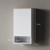 Armadietto Bagno a Muro con Mensole Regolabili e Ripiano Aperto in Legno e MDF,  40x27x77 cm, Bianco