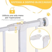Cancelletto di Sicurezza per Animali Allargabile Facile Installazione con Supporti a Pressione Acciaio Resistente con  una Finitura Verniciata a Polvere Bianco 76x76-82cm
