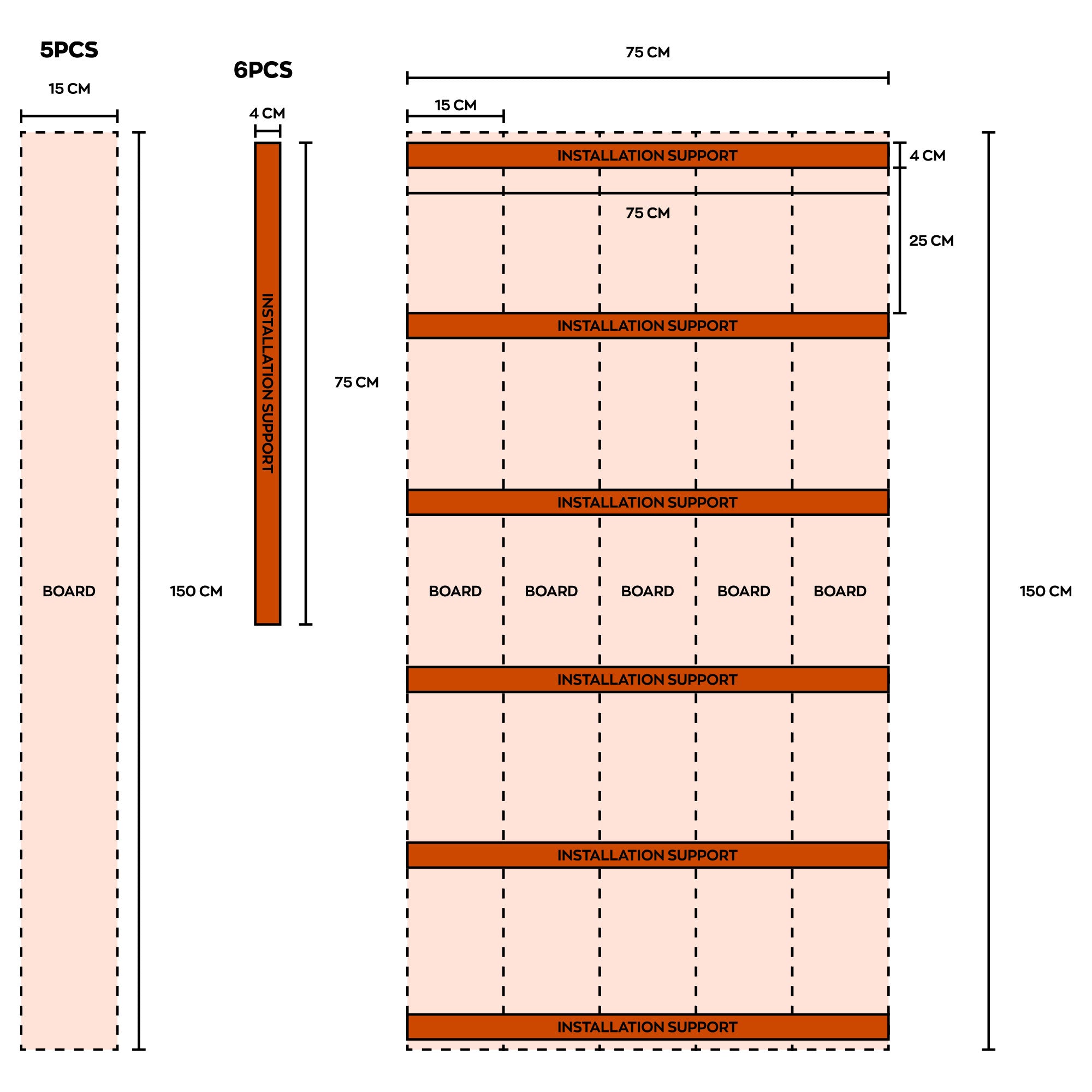 Kaido - Set di 5 Doghe Pavimento da Esterno 150x75 cm per Giardino Patio Terrazza in WPC Nero