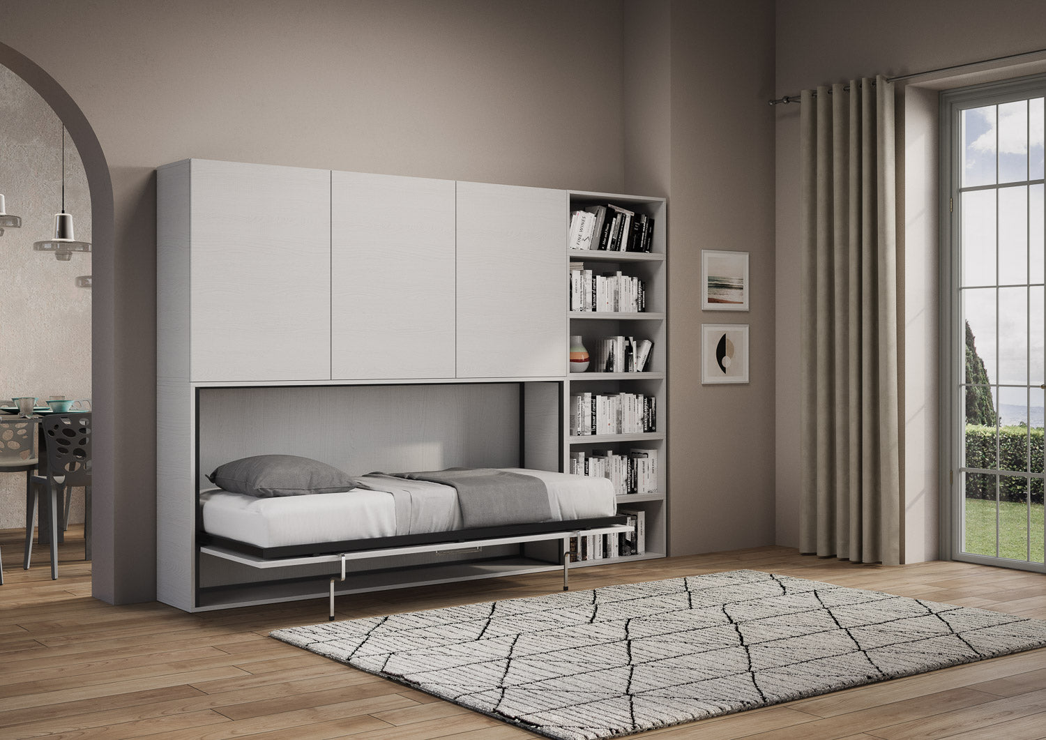 Letto Kando singolo Bianco Frassino composizione G con materasso