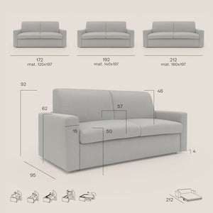 Kansas Divano letto matrimoniale H20 impermeabile 172 cm  beige beige