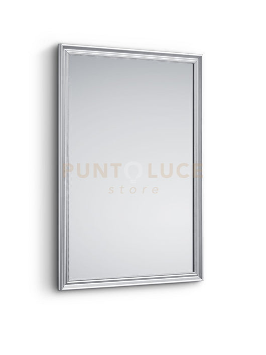 FREIDA SPECCHIO DA PARETE CON CORNICE LAVORATA CON GANCI X INSTALLAZIONE ORIZZONTALE E VERTICALE 50x70CM TITANO