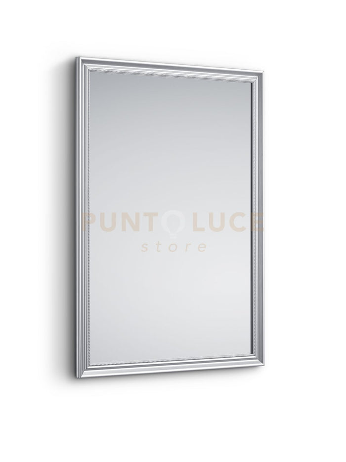 FREIDA SPECCHIO DA PARETE CON CORNICE LAVORATA CON GANCI X INSTALLAZIONE ORIZZONTALE E VERTICALE 50x70CM TITANO