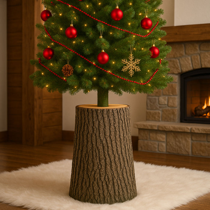 Kawaki L - Base a Tronco per Albero di Natale da 120 a 180 cm H57,5 cm Effetto Corteccia Realistico