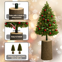 Kawaki L - Base a Tronco per Albero di Natale da 120 a 180 cm H57,5 cm Effetto Corteccia Realistico