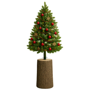 Kawaki M - Base a Tronco per Albero di Natale da 120 a 180 cm H46,5 cm Effetto Corteccia Realistico