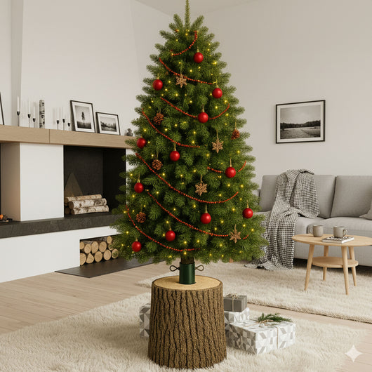 Kawaki S - Base a Tronco per Albero di Natale da 120 a 240 cm H31 cm Effetto Corteccia Realistico