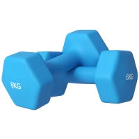 Set 2 Manubri Esagonali da 2x6kg in Metallo e Plastica con Impugnatura Antiscivolo, 22x10x10 cm, Azzurro