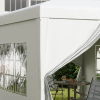 Gazebo 3x3 m Pieghevole e Impermeabile con Pannelli Laterali, in Acciaio e tessuto Oxford, Bianco