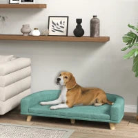 Divano per Cani di Taglia Grande con Gambe Rialzate e Cuscino Sfoderabile, 98x67x25 cm, Verde Chiaro