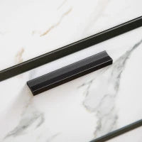 Mobile Dispensa a 2 Ante e 3 Cassetti in MDF e Acciaio per Soggiorno, Cucina e Studio, 90x30x80 cm, Bianco e Nero