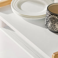 Mensola microonde Porta microonde Scaffale Cucina con 2 ripiani, 1 porta asciugamani e 1 cassetto mini ripiano portaspezie 55x35x49cm KCR07-WN