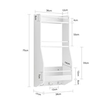 Mensola da parete Mensola salvaspazio da cucina 38x17x75cm Bianco KCR12-W