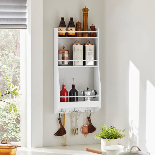 Mensola da parete Mensola salvaspazio da cucina 38x17x75cm Bianco KCR12-W