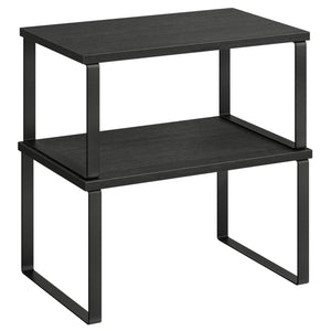 Set di 2 portaspezie organizer da cucina ripiani da banco ripiani per armadietti impilabili in metallo e bambù nero 12_0005823