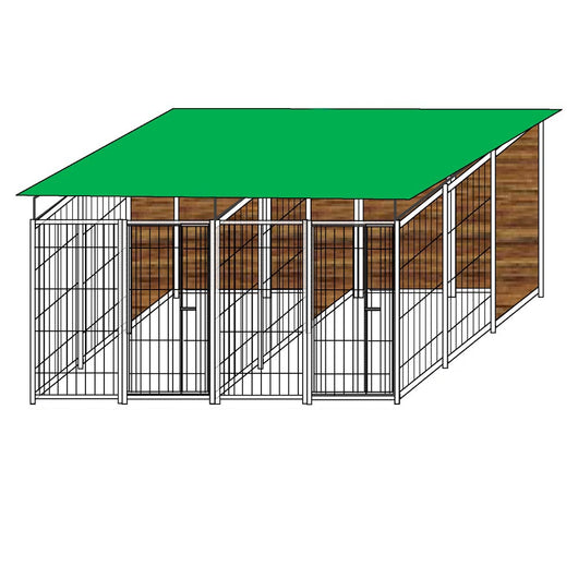 2 box in linea con copertura e retro in legno ciascuno da 3x2 metri con zincatura a caldo