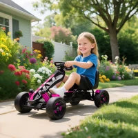 Kart a pedali per bambini, karting per bambini da 3 a 6 anni con frizione automatica, freno, ruote EVA antiscivolo, rosa