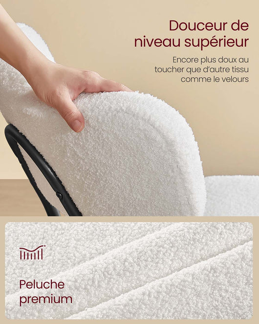 Set di 2 sedie da pranzo in tessuto felpato con schienale curvo sedie da cucina imbottite struttura in acciaio tavolo da toeletta moderno per soggiorno bianco 12_0004987