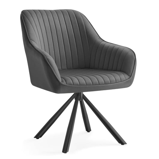 Sedia da pranzo girevole in velluto con braccioli portata 120 kg gambe in acciaio per cucina sala da pranzo grigio 12_0004969