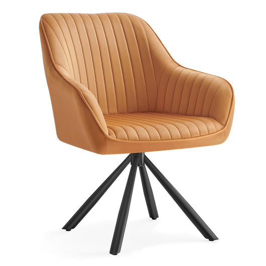 Sedia da pranzo girevole in velluto con braccioli portata 120 kg gambe in acciaio per sala da pranzo cucina marrone 12_0004967