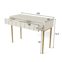 Toletta Elegante con 2 Cassetti, Design Classico per Camera da Letto, Bianco Crema