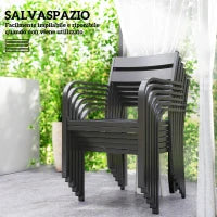 Set da Giardino con Tavolo Allungabile e 6 Sedie Impilabili con Cuscini, Grigio