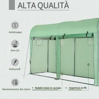 Serra Tunnel da Giardino per Piante e Orto, Serra da Balcone con 2 Porte Avvolgibili e 4 Finestre, Copertura in PE Struttura in Acciaio, 3x1x2m