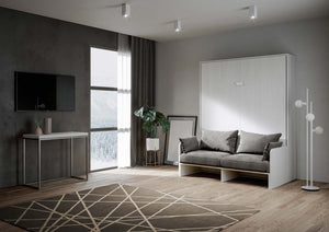 Letto matrimoniale Sofà Kentaro verticale a scomparsa Bianco Frassino