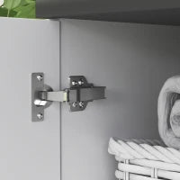 Mobile Sottolavabo Bagno con Armadietto 2 Ante e Ripiano Regolabile, 80x34x60 cm, Bianco Lucido