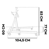 Keplero - Cavalletto di Sostegno per Motore max 900Kg in Acciaio Supporto con Bracci Girevoli 360° Nero
