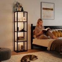 Lampada LED RGB 4 livelli con Ripiani in Vetro, Telecomando e Sincronizzazione Musica, Nero