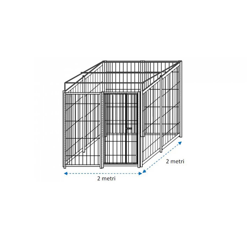 Recinto per cani perimetro e predisposizione alla copertura box modulare metri 2 x 2 viteria compresa