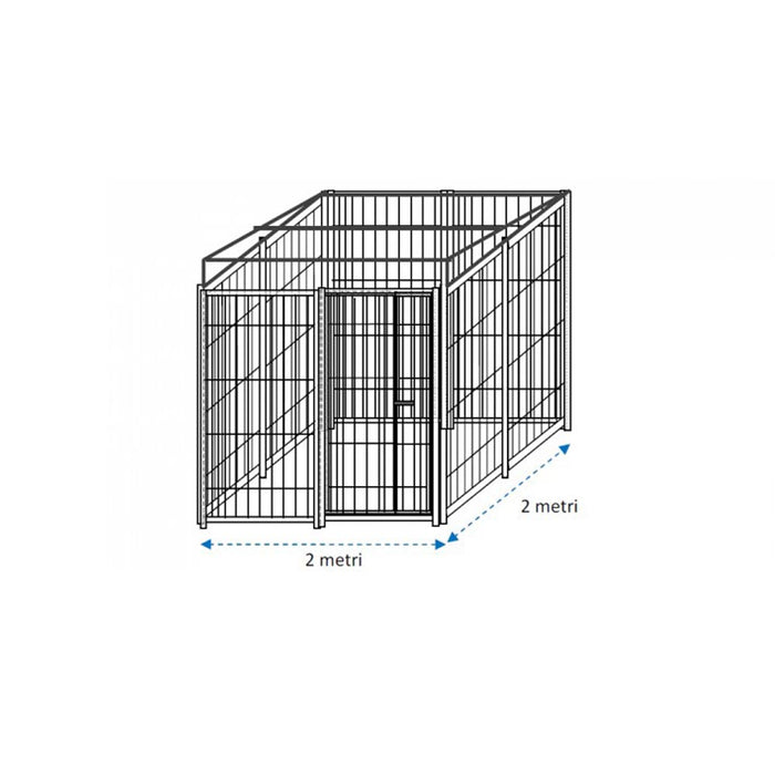 Recinto per cani perimetro e predisposizione alla copertura box modulare metri 2 x 2 viteria compresa