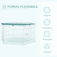 Recinto Pieghevole per Cani e Cuccioli in Filo Metallico Ø120x60 cm con Copertura in Poliestere Impermeabile