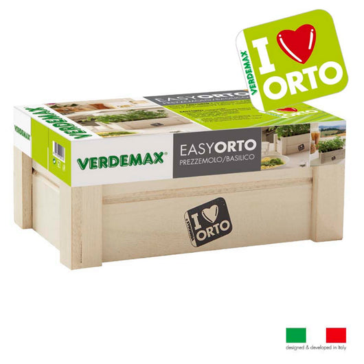 Kit contenitore easyorto basilico e prezzemolo in cucina sul davanzale e in giardino