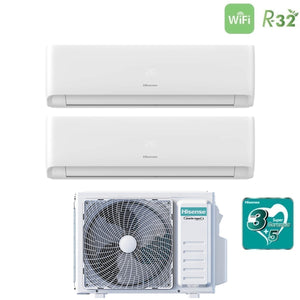 Climatizzatore Condizionatore Hisense Dual Split Inverter serie ECOSENSE 7+12 con 2AMW52U4RXC R-32 Wi-Fi Integrato 7000+12000