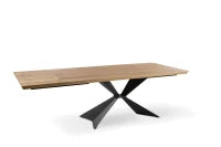 E-STYLO Tavolo allungabile con top impiallacciato rovere naturale e gambe in metallo nero, 90cm X 160/240cm H. 76cm.