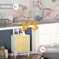 Credenza Moderna in Legno, Mobiletto Multiuso con Ripiani per Soggiorno, Camera o Ingresso con 2 Antine e Mensola Regolabile, 60x40x80cm