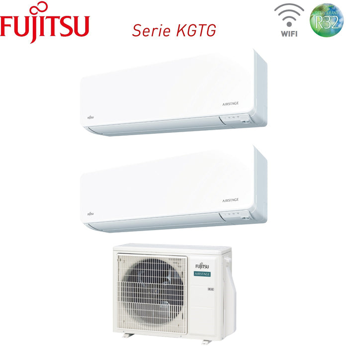 Climatizzatore Condizionatore Fujitsu Dual Split Inverter serie KG AIRSTAGE 7+7 con AOEG14KBCA2 R-32 Wi-Fi Integrato 7000+7000