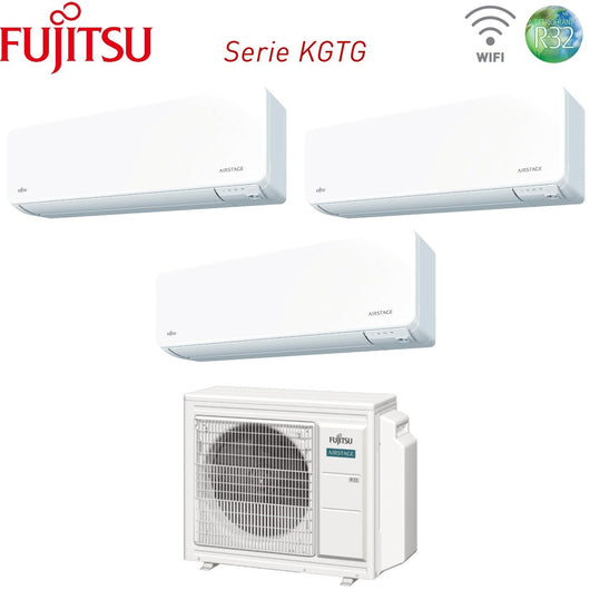 Climatizzatore Condizionatore Fujitsu Trial Split Inverter serie KG AIRSTAGE 7+9+12 con AOEG18KBCA3 R-32 Wi-Fi Integrato 7000+9000+12000