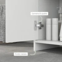 Colonna Bagno Salvaspazio con Armadietto e 2 Vani Aperti, 30x30x160cm, Bianco