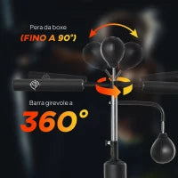 Sacco Boxe da Terra 4 in 1 con 2 Speedball, Barra Girevole e Sacco, Altezza Regolabile da 160-230cm, Nero
