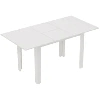Tavolo da Pranzo allungabile in MDF per 4-6 Persone, 120-160 x 70 cm, Bianco Lucido